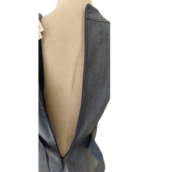 Cinq a Sept Zelda Belted Asymmetric Sleeveless Denim Midi Dress US 4 - Picture 10 of 10